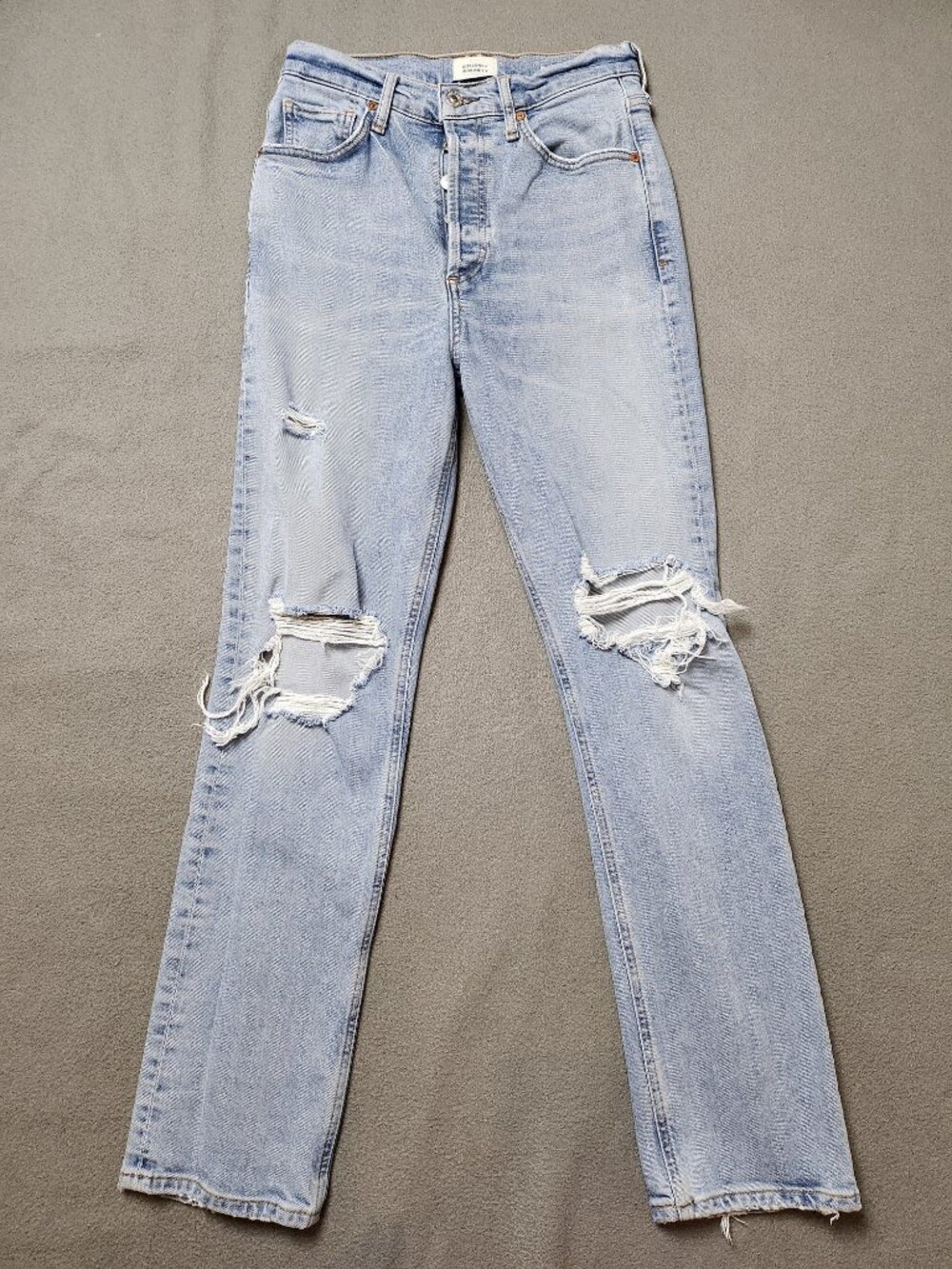 Citizens of Humanity Sabine High Rise Straight Jeans Size 25 Light Wash Ripped